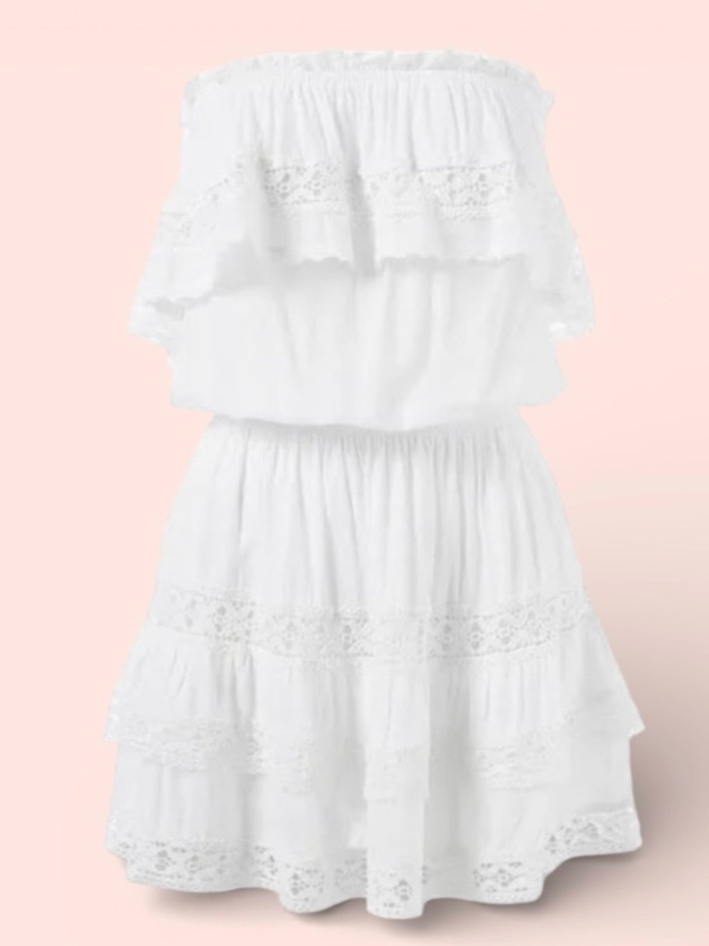 Melissa Odabash Salma Strapless Macramé Lace-trimmed Woven Mini Dress size large - Picture 8 of 10